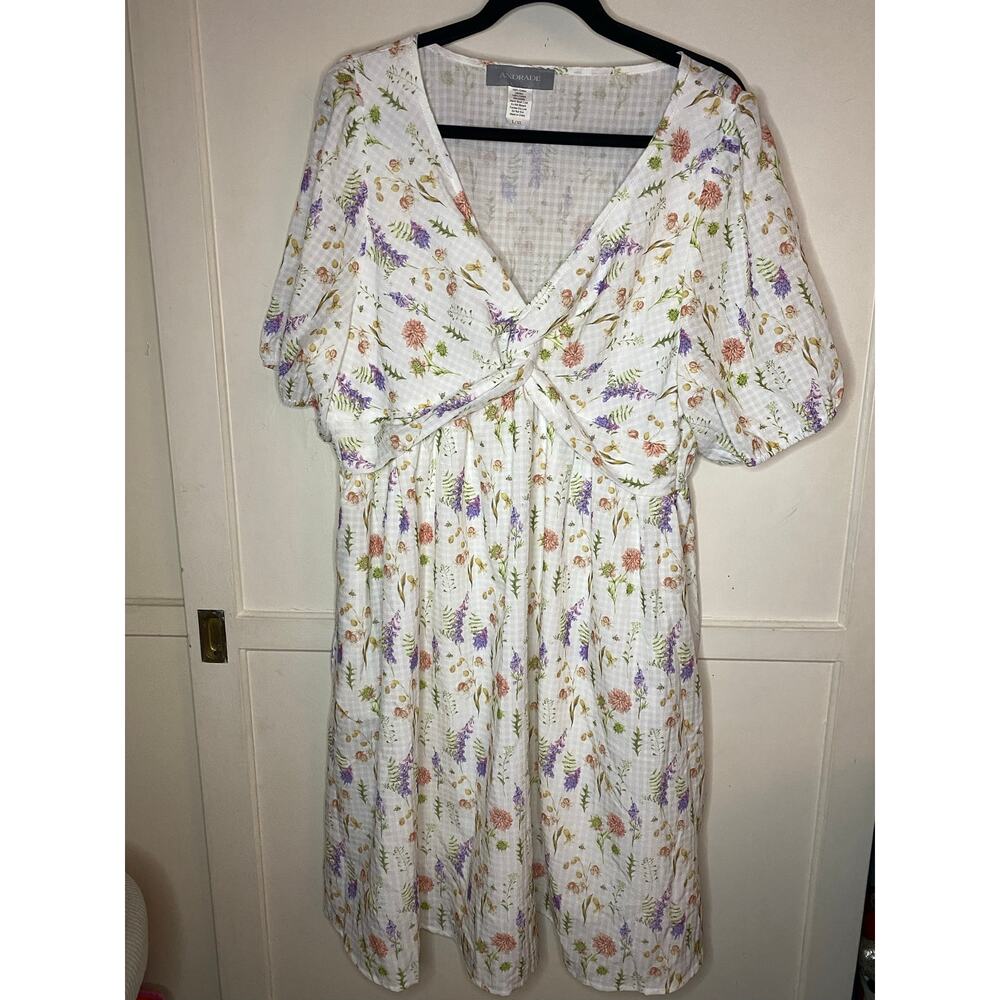 Vintage Andrade 100% cotton whimsy Floral dress with pockets - Picture 5 of 11